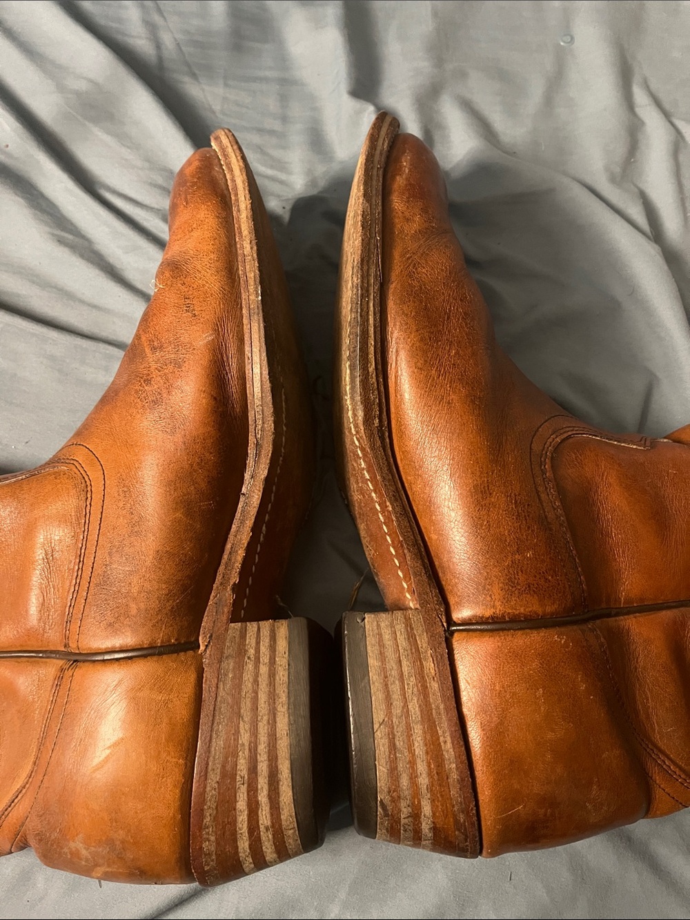L.L. Bean Size 13 Men's Tan Leather Pull-On Boots - Picture 5 of 10